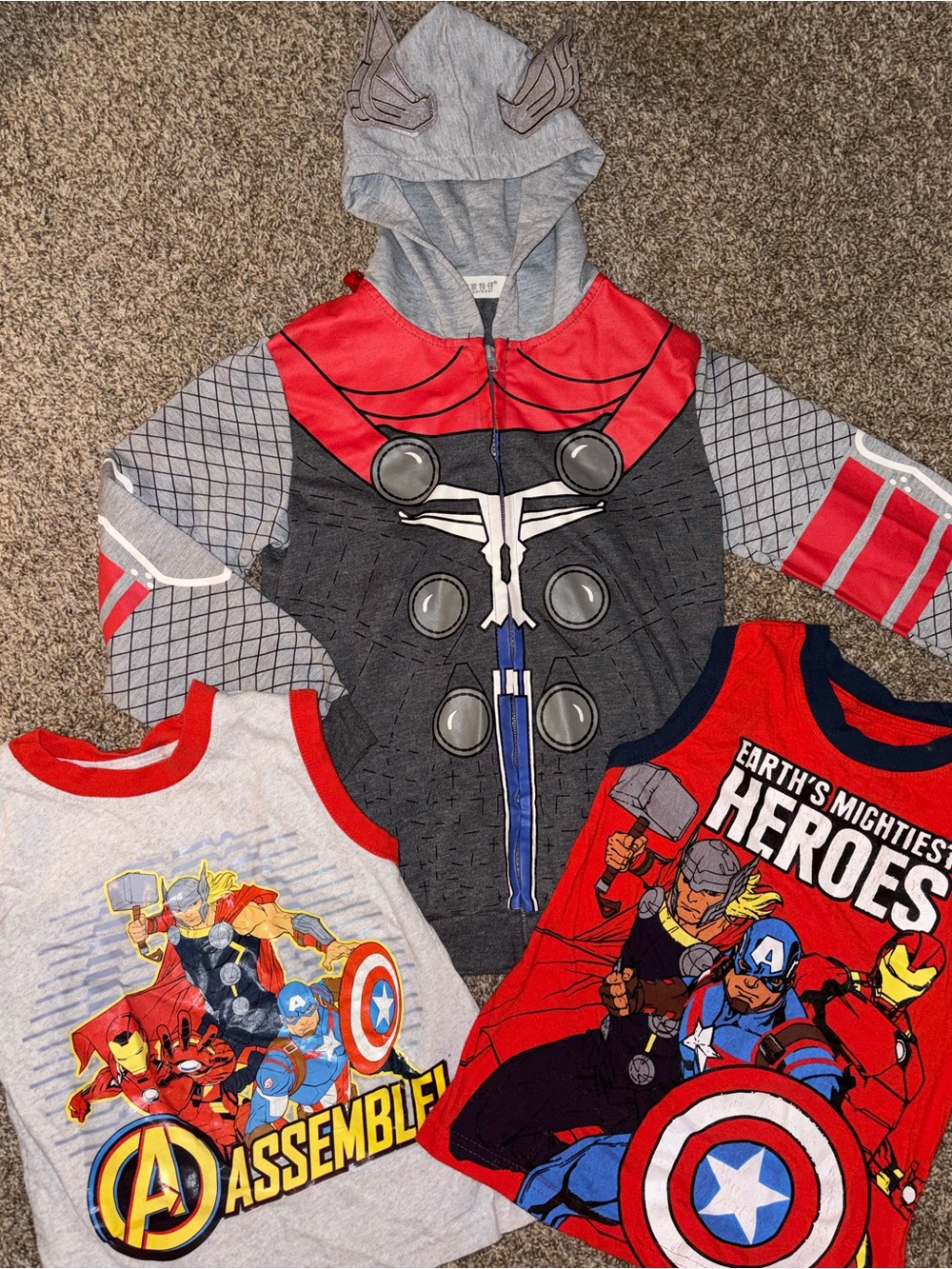 Avengers Thor Kids Red & Gray Thor Costume Hoodie